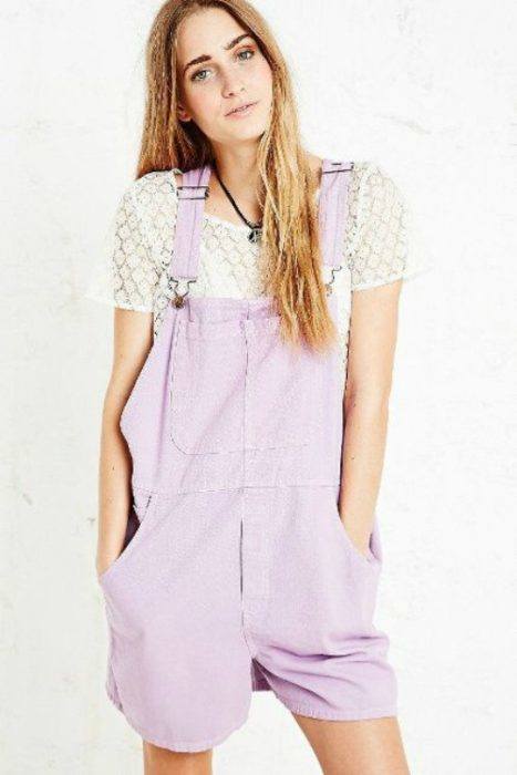 pastel colored dungarees