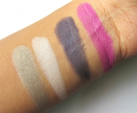 swatches of four eyeshadow