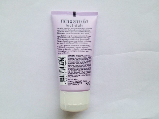 Essence Rich and Smooth Hand and Nail Balm ingredients