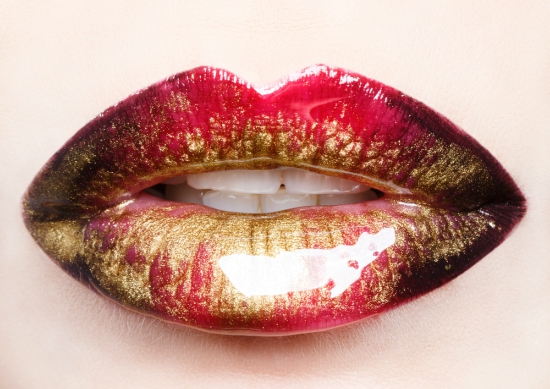 Glitter makeup lips
