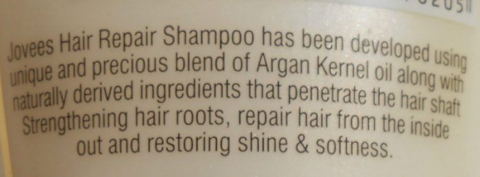 Jovees Hair Solution Argan Kernel Oil Hair Repair Shampoo product description