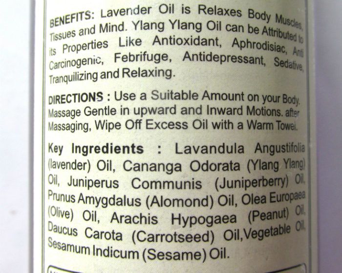 Khadi Herbal Lavender & Ylang Ylang Massage Oil details