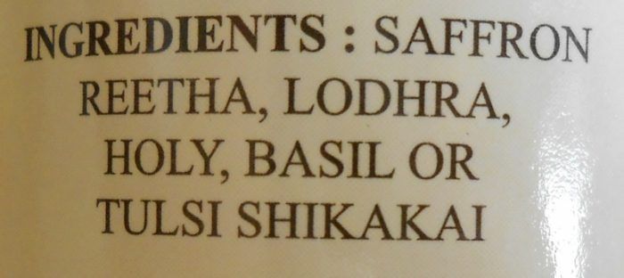 Khadi Saffron, Tulsi and Reetha Herbal Shampoo Ingredients