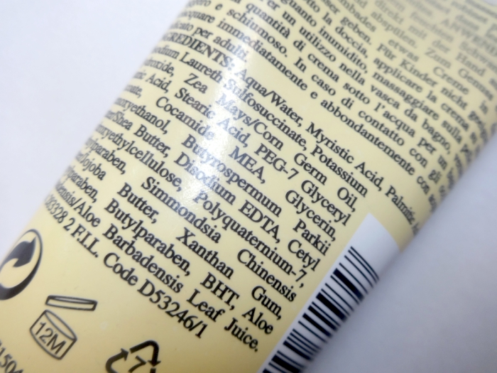 Kiehl's Creme de Corps Nurturing Body Washing Cream Ingredients