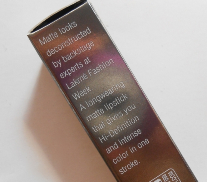Lakme Absolute Cinnamon Charm Sculpt Studio Hi-Definition Matte Lipstick product description