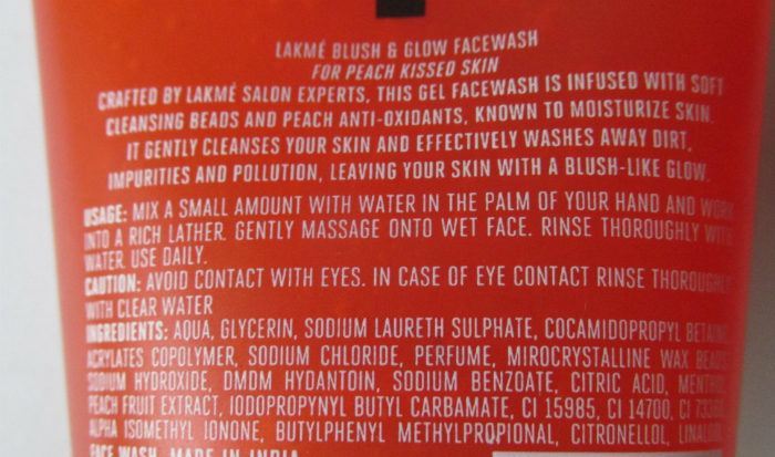 Lakme Blush and Glow Face Wash Peach Claims