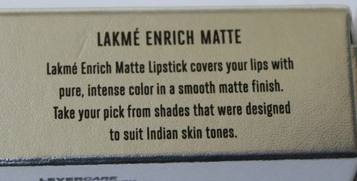 Lakme RM 11 Enrich Matte Lipstick description