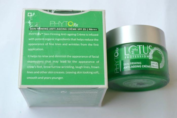 Lotus Herbals PHYTO-Rx Skin Firming Anti-Ageing Creme Claims