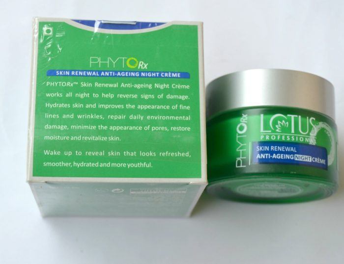 Lotus Herbals PHYTO-Rx Skin Renewal Anti-Ageing Night Creme Claims