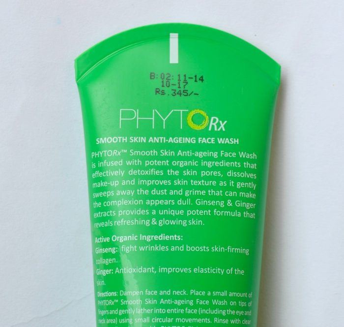 Lotus Herbals PHYTO-Rx Smooth Skin Anti-Ageing Face Wash Claims