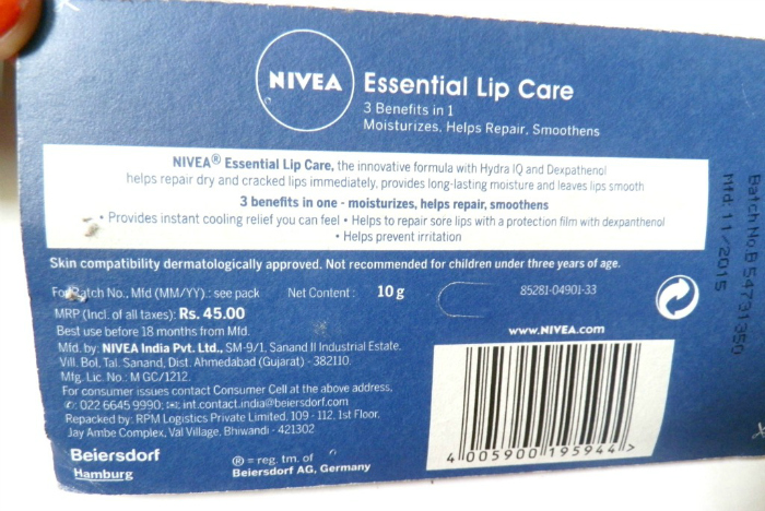 Nivea Shea Butter Essential Lip Care details