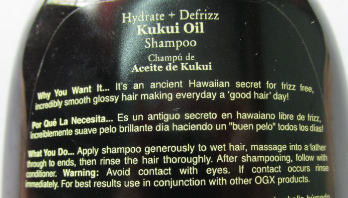 OGX Hydrate Defrizz Kukui Oil Shampoo details