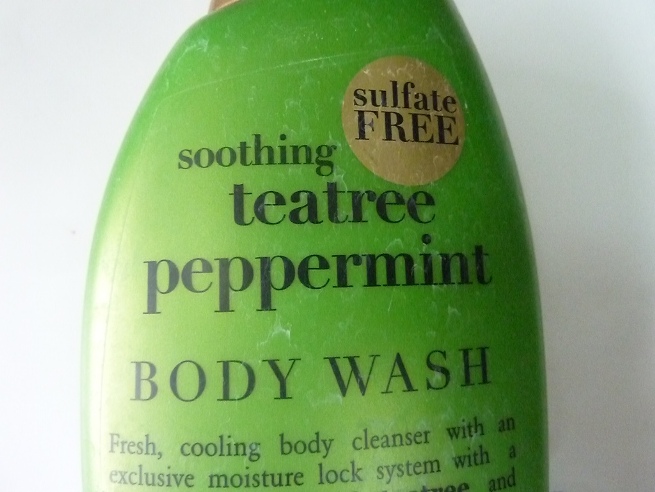 OGX Soothing Tea Tree and Peppermint Body Wash label