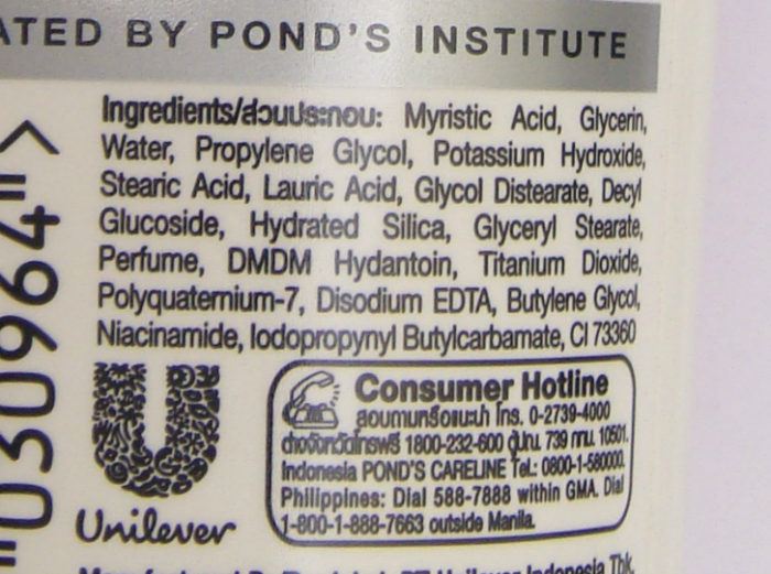 Pond’s White Beauty Sun Dullness Removal Facial Scrub Ingredients