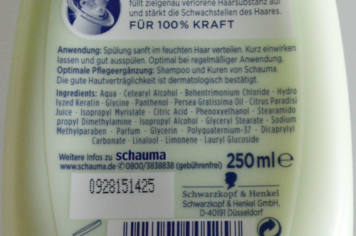 Schwarzkopf Schauma Roots to Tips Conditioner ingredients