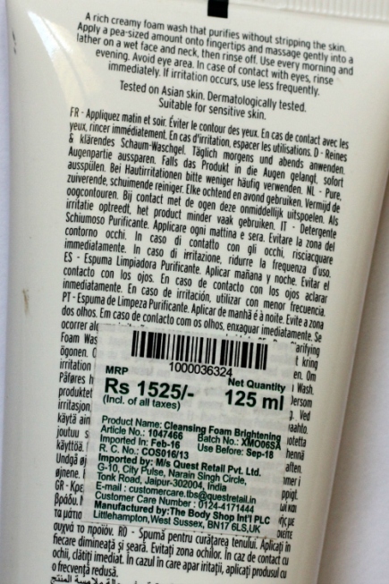 The Body Shop Drops Of Light Pure Clarifying Foam Wash Review price