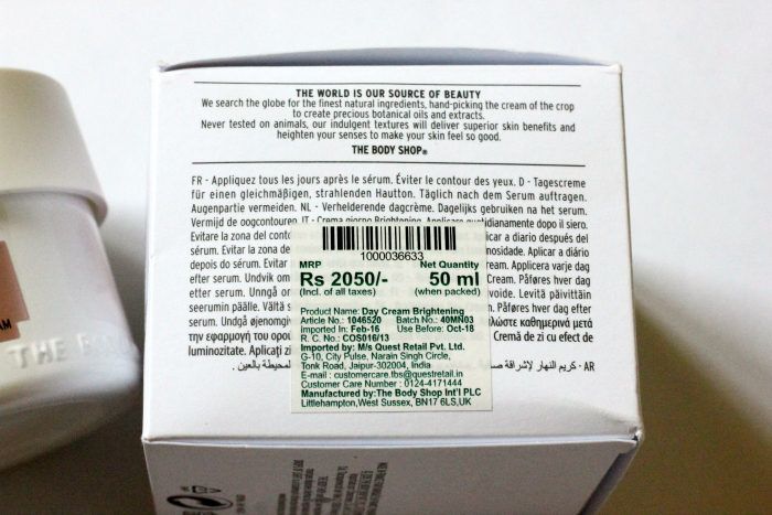 The Body Shop Drops of Light Pure Healthy Brightening Day Cream price