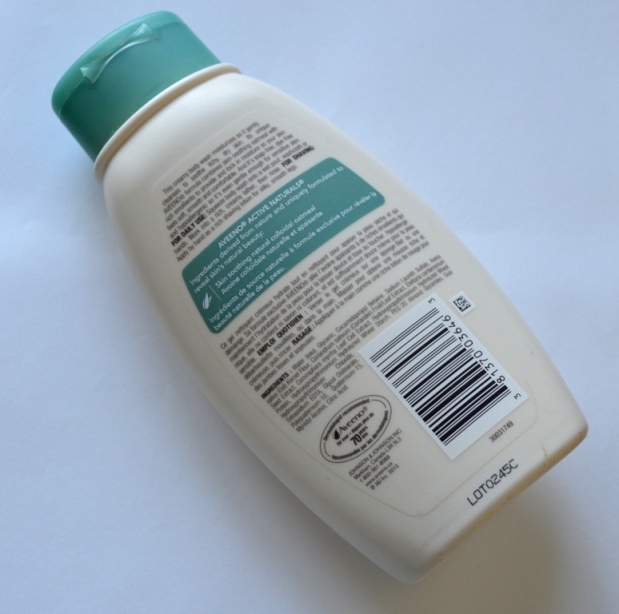 Aveeno Skin Relief Body Wash details at the back