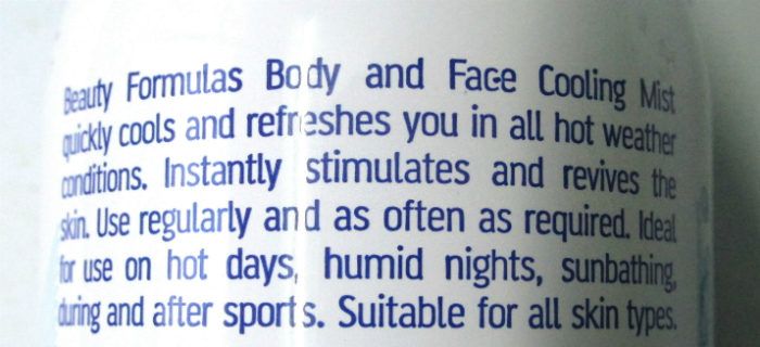 Beauty Formulas Body & Face Cooling Mist description