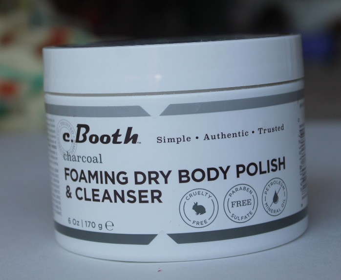 C Booth Charcoal Foaming Dry Body Polish and Cleanser tub packaging