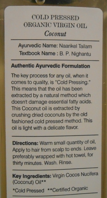 Forest Essentials Cold Pressed Organic Virgin Coconut Oil ingredients