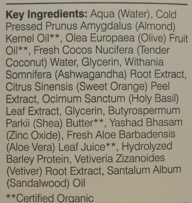 Forest Essentials Sandalwood and Orange Peel Facial Moisturizer key ingredients