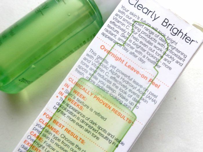 Garnier Clearly Brighter Overnight Leave-On Peel Claims