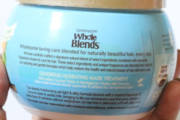 Garnier Whole Blends Coconut Water & Vanilla Milk Extracts Hydrating Mask description