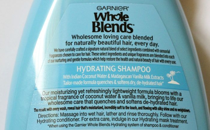 Garnier Whole Blends Coconut Water & Vanilla Milk Extracts Hydrating Shampoo details