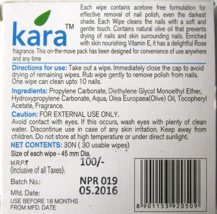 Kara Nail Polish Remover Wipes With Rose Combo - 30 Wipes ( Pack Of 2 ):  Buy Kara Nail Polish Remover Wipes With Rose Combo - 30 Wipes ( Pack Of 2 )  Online at Best Price in India | Nykaa