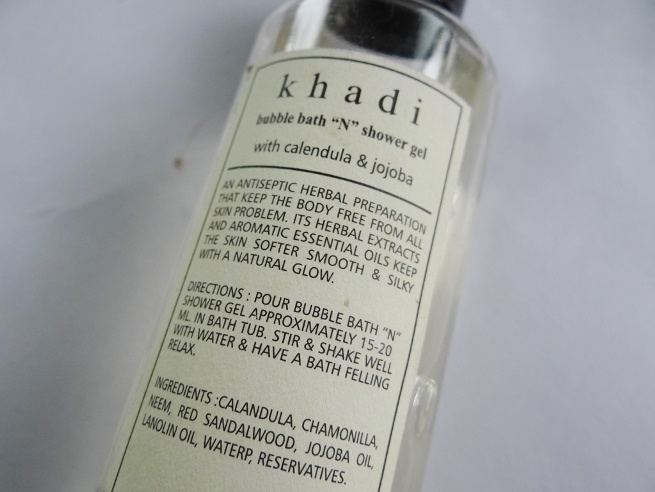Khadi Calendula and Jojoba Bubble Bath and Shower Gel details