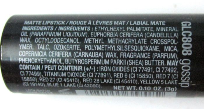 L.A. Girl Gossip Matte Flat Velvet Lipstick Ingredients