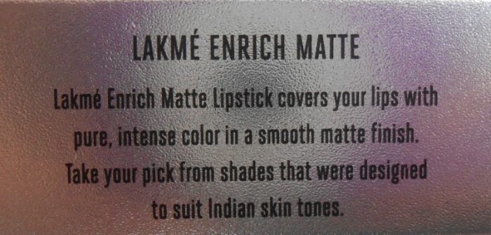 Lakme RM14 Enrich Matte Lipstick Claims