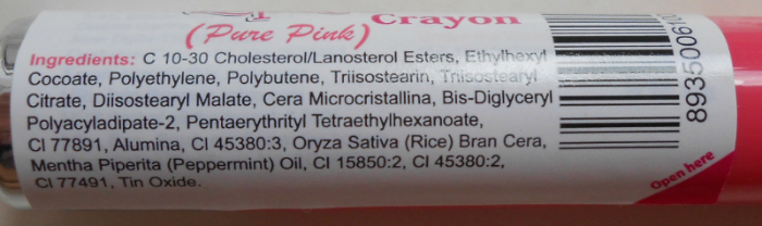 LipIce Pure Pink Crayon ingredients