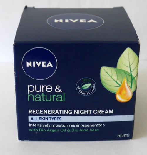 Nivea Pure & Natural Regenerating Night Cream packaging
