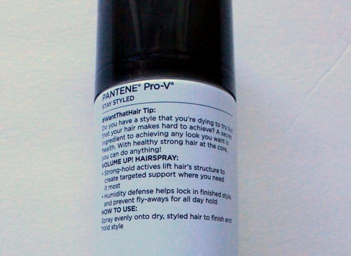 Pantene Pro-V Volume Up! Hairspray Claims