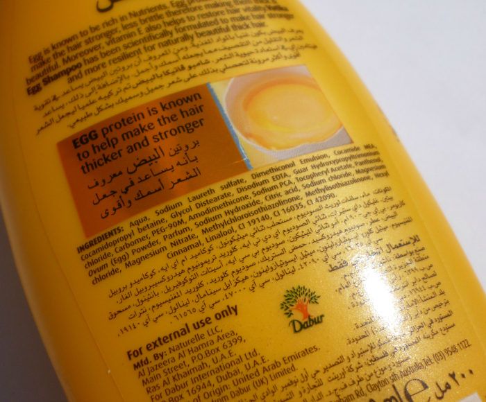 Vatika Naturals Egg Shampoo Claims