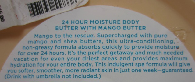 Bath and Body Works True Blue Spa Mango Butter 24 Hour Moisture Body Butter product description