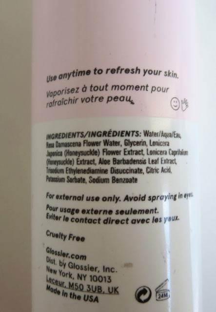 Glossier Soothing Face Mist ingredients