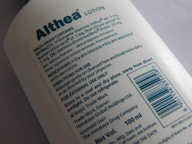 Himalaya Althea Lotion ingredients