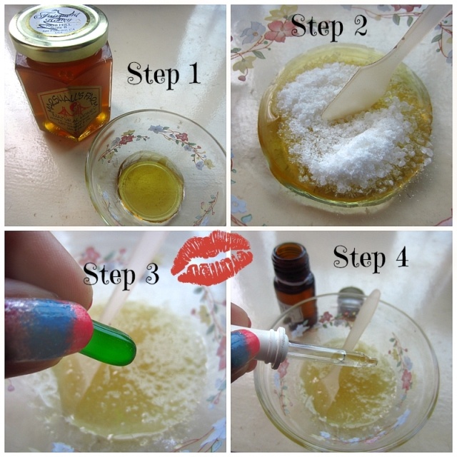 Homemade Sugar Lip Scrub with Almond Oil For Soft Lips steps