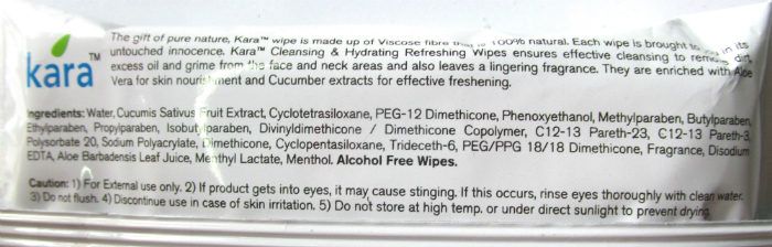 Kara Cleansing & Hydrating Refreshing Wipes details