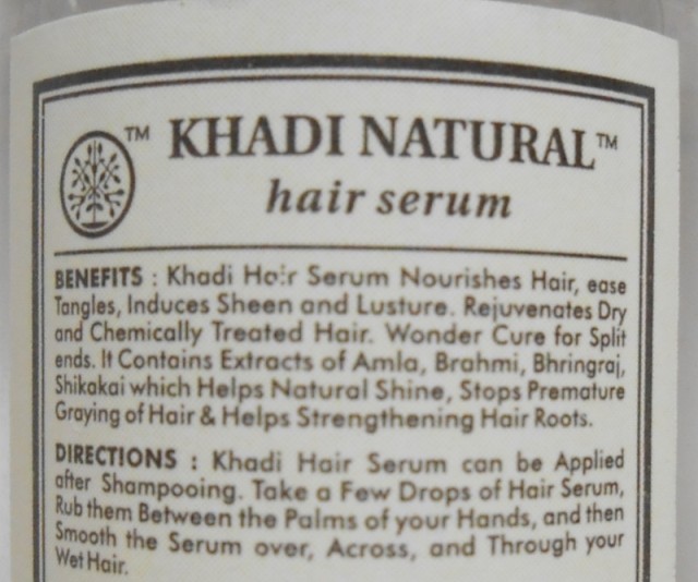 Khadi Natural Herbal Hair Serum product description