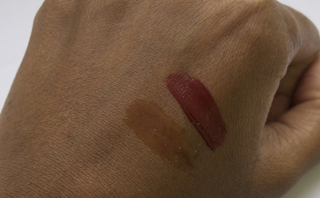 Kiko Milano #113 Black Cherry Double Touch Lipstick swatch on hands