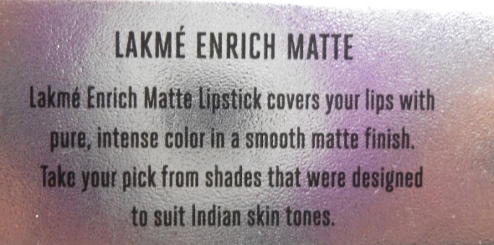 Lakme RM15 Enrich Matte Lipstick product description