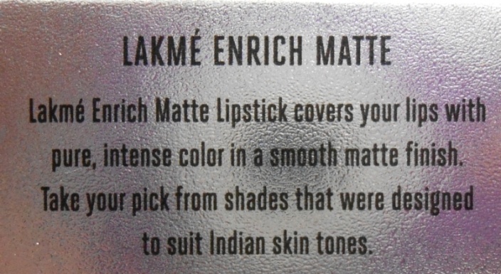Lakme WM11 Enrich Matte Lipstick product description