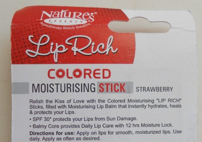 Nature’s Essence Lip Rich Colored Moisturizing Stick Strawberry Claims