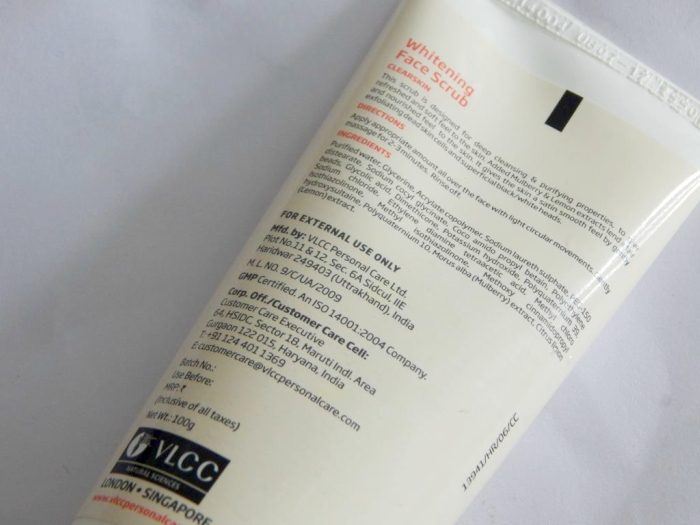 VLCC Spring Whitening Face Scrub Packaging