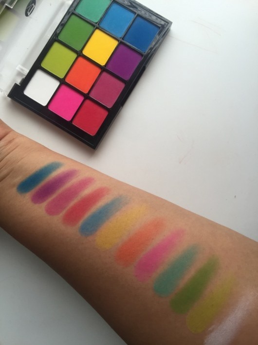 Viseart Editorial Brights Eyeshadow Palette swatches on hand