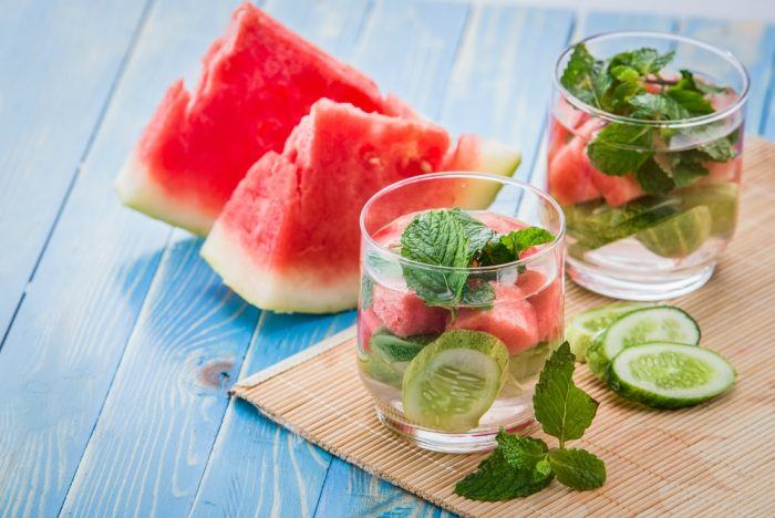 Watermelon and mint infused water